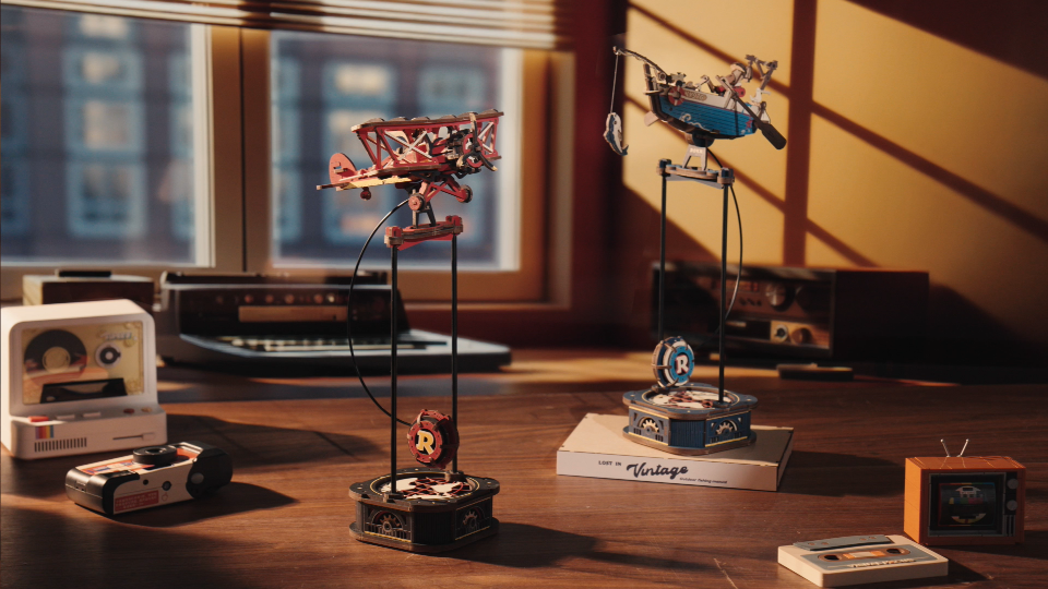 ROKR 3D Puzzle Model kit Gravity Swing Series Boat Wooden Retro